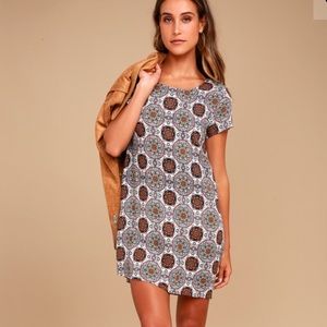 Perfect Getaway Blue and Orange Print Shift Dress